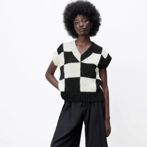 Zara PLAID KNIT VEST - Picture 10 of 10